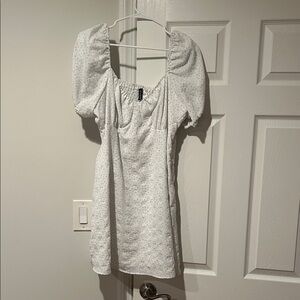 H&M White Puff Sleeve Mini Dress